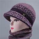 Middle-aged and elderly people's autumn and winter hat grandma rabbit wool hat mother plus velvet thick warm old lady knitted cotton hat