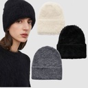 TT knitted hat for women spring and summer alpaca wool blended folding brim knitted wool hat