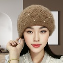 Autumn and winter hat women's fashion all-match wool hat big head circumference pile hat Korean style thick warm knitted hat