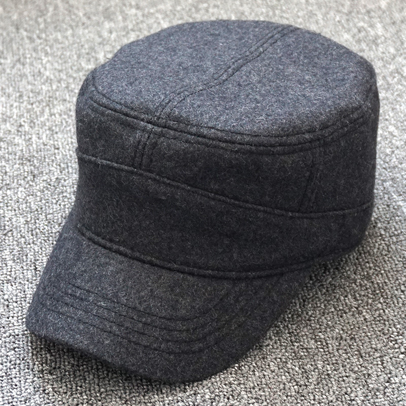 Flat Top Hat Men's Winter Rear Closure Hat Warm and Unbreathable Extra Large Size