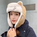 Winter Hat Women's Thickened and Velvet Warm Ear Protection Hat for Japanese Students Cute Ear Cold-proof Hat Lei Feng Hat