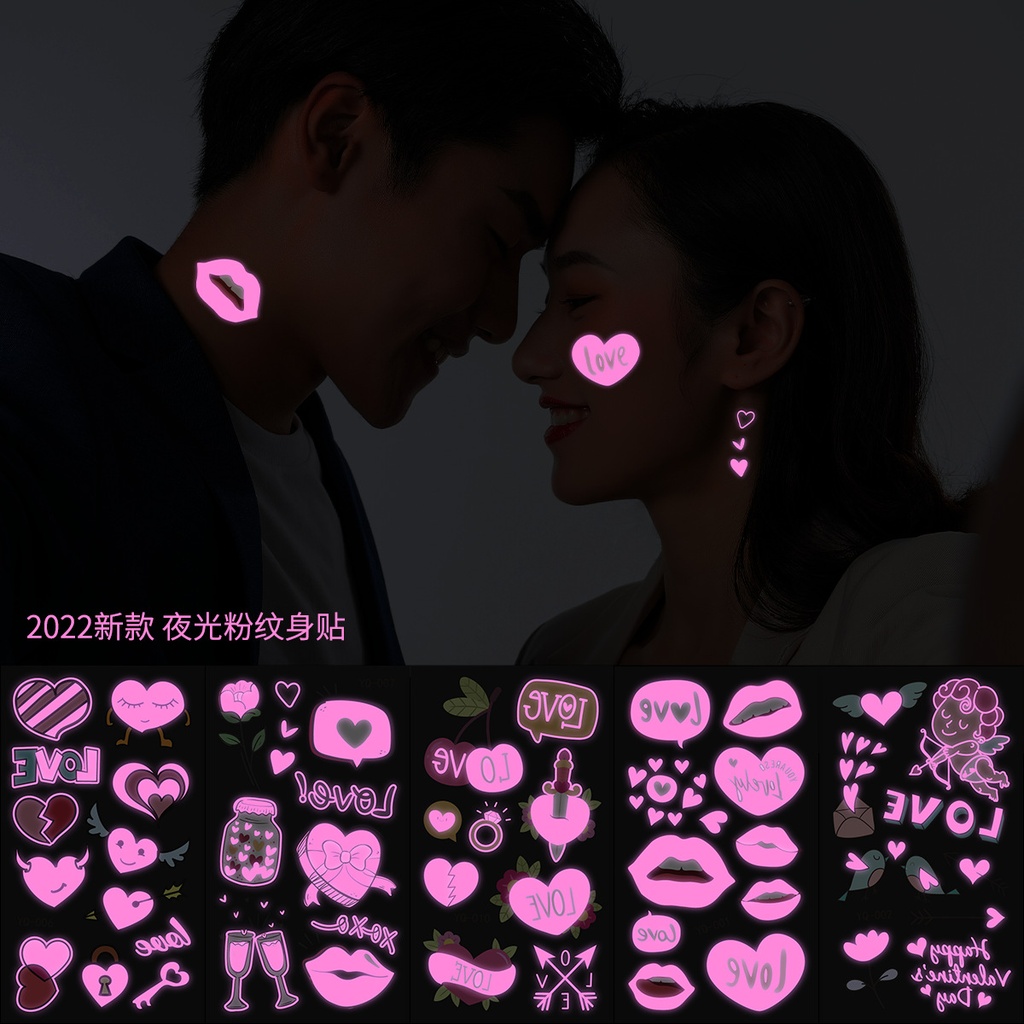 Luminous Love Valentine's Day Tattoo Sticker Bar Music Festival Party Men's and Women's Tanabata Tattoo Sticker