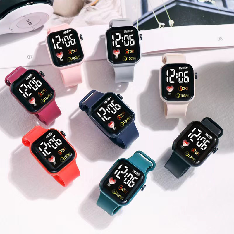 Love Small Square Couple Children's Watch Sports Apple LED Electronic Watch Student Electronic Watch