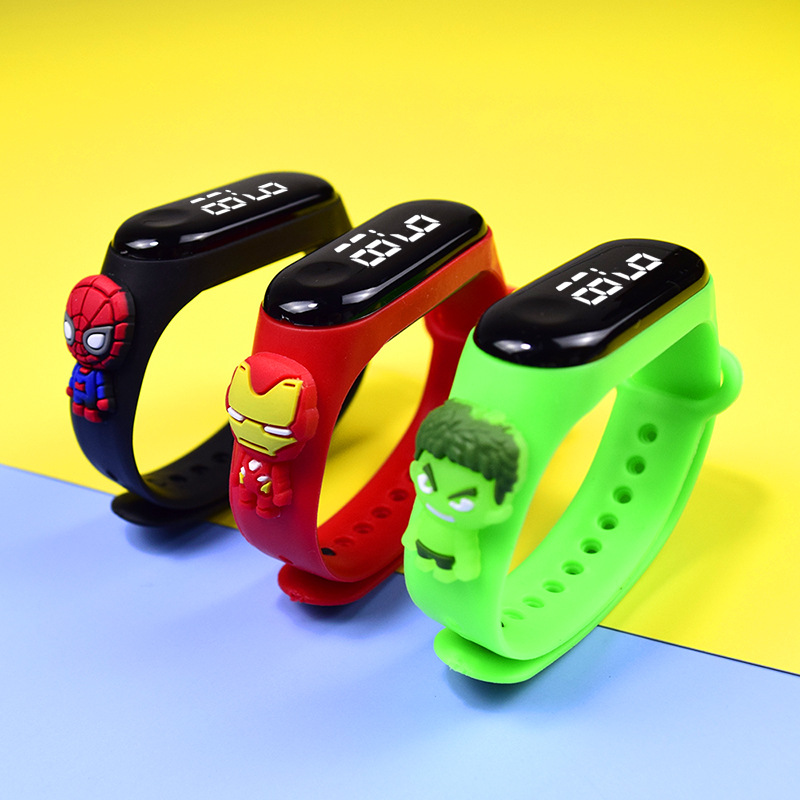Promotional Spiderman Superman Hand Ring Watch LED Doll Electronic Watch Trendy Waterproof Watch for Primary and Secondary School Students