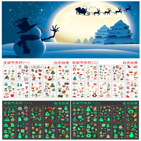 Christmas luminous tattoo stickers children's cartoon tattoo stickers special for snowman tattoo stickers