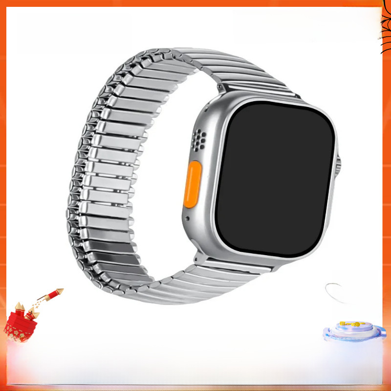 智能手表带适用三星华为gt不锈钢弹力苹果表带iwatch一珠竹节表带
