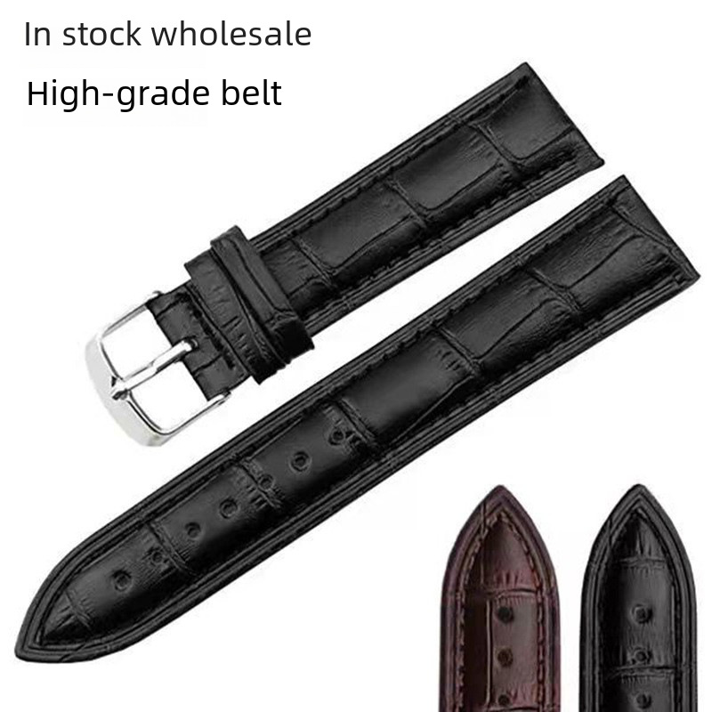 In stock genuine leather watch strap black coffee brown 12/14/16/18/20/22/mm bamboo joint wenniu leather watch strap