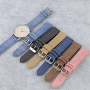 Denim style watch strap unisex watch accessories soft genuine leather nylon canvas strap 10-24mm