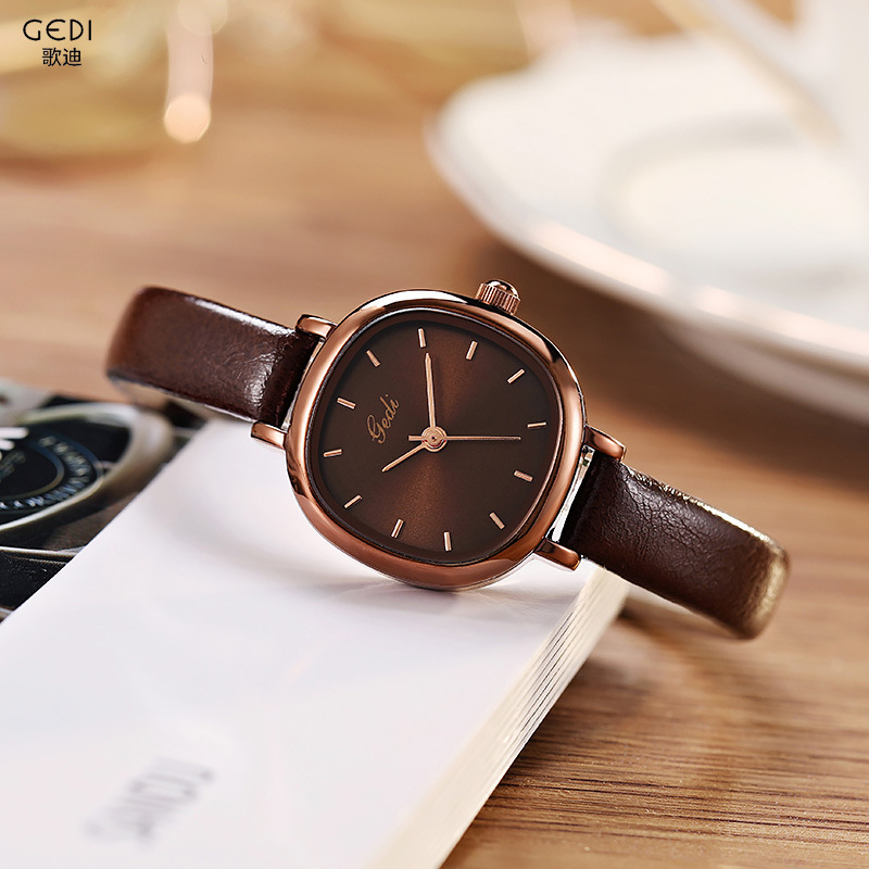 One-piece delivery student exam watch fashion Japanese minimalist women's small plate lightweight belt quartz watch