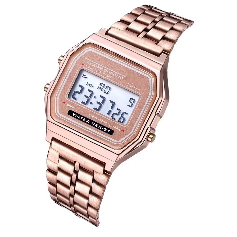 LED electronic watches multifunctional student watches WR F91 steel band Harajuku style fashion watches