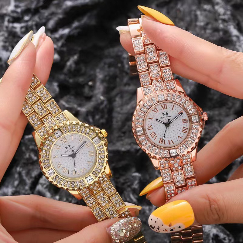 Luxury starry rhinestone women's elegant diamond all-match Fashion Watch Student Steel Belt Korean style women's watch