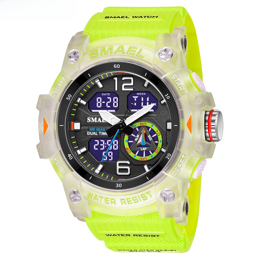 SMAEL SMAEL Outdoor Transparent Watch Men's Outdoor Cool Double Display Waterproof Luminous Electronic Watch