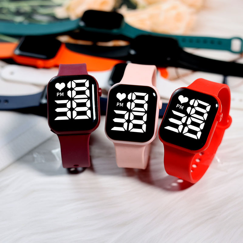 Internet red button sports watch Y1LED electronic watch simple square fashion student couple watch