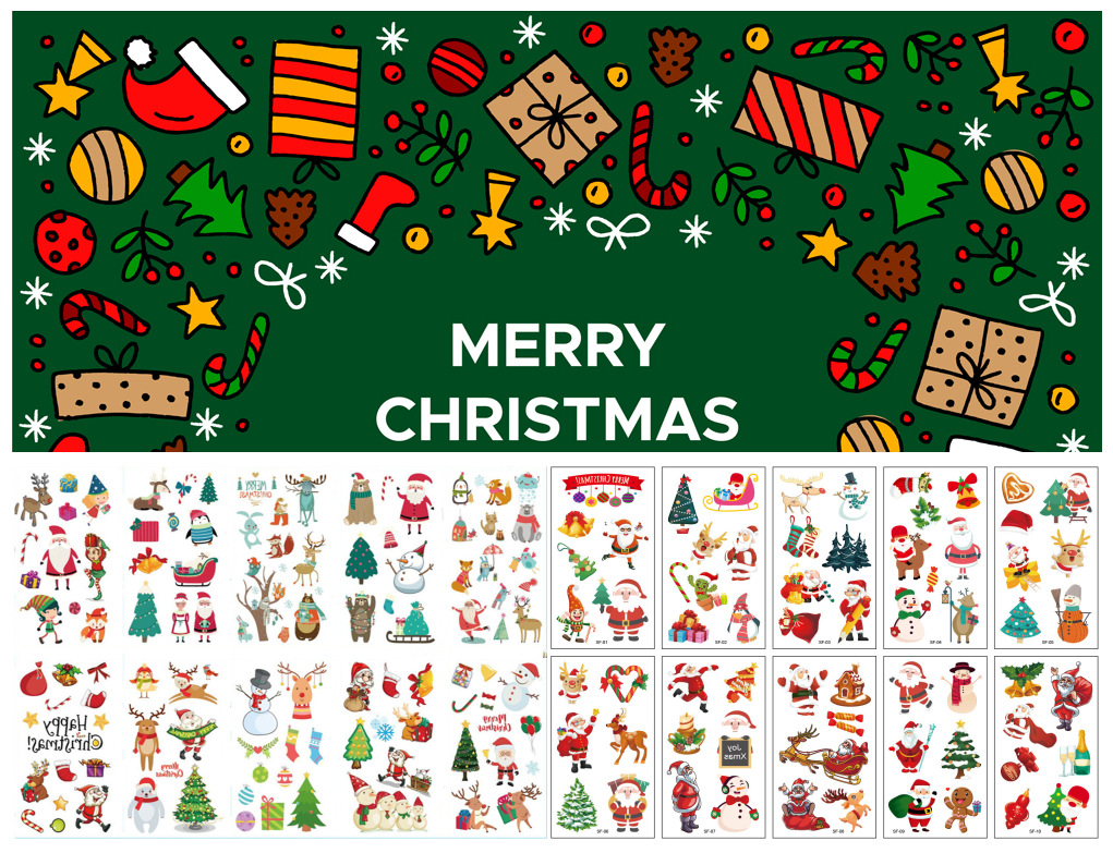 Christmas tattoo stickers Santa Claus tattoo stickers children's tattoo stickers cute snowman tattoo stickers exclusive