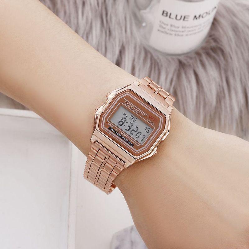 hot metal LED electronic watch students Children popular leisure fashion alarm F91 alloy watch