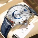 master moon luminous waterproof brand watch men's fashion leather strap quartz watch