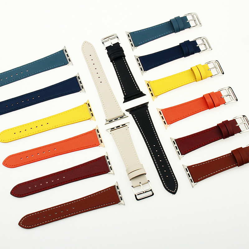 apple 1-7 generation apple watch strap business Hermes pin buckle double-sided leather apple bracelet