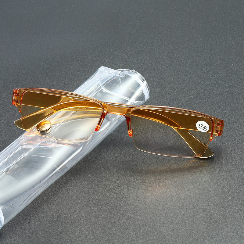 厂家直供新款时尚老花镜半框超轻树脂片双色老花眼镜批发现货915