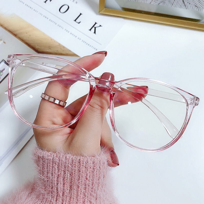 Internet Celebrity Retro Large Frame Glasses Frame Fashionable Simple Plain Eyeglass Frame Round Frame Anti-Blue Light Flat Mirror