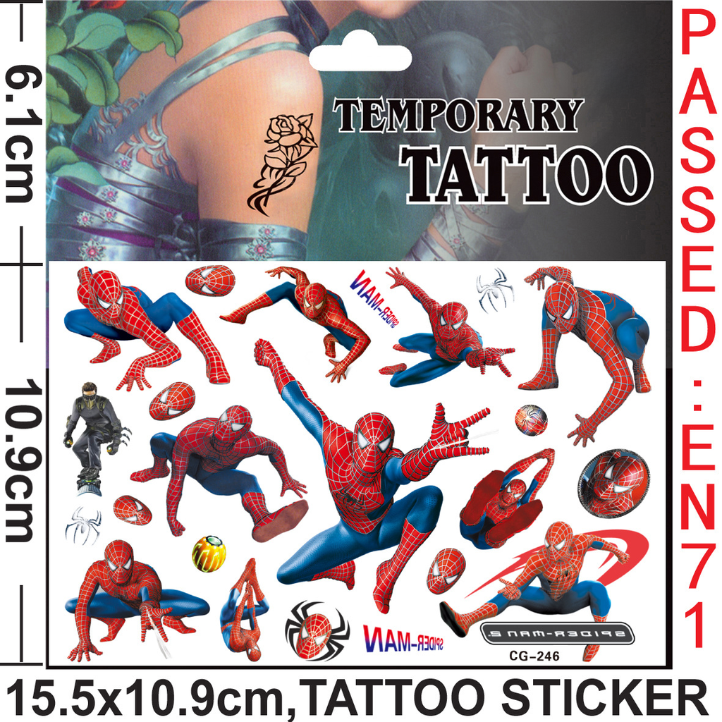 Children's Cartoon Spiderman Tattoo Sticker Water Transfer Sticker Kindergarten Award Sticker Stylish Cute Small Sticker