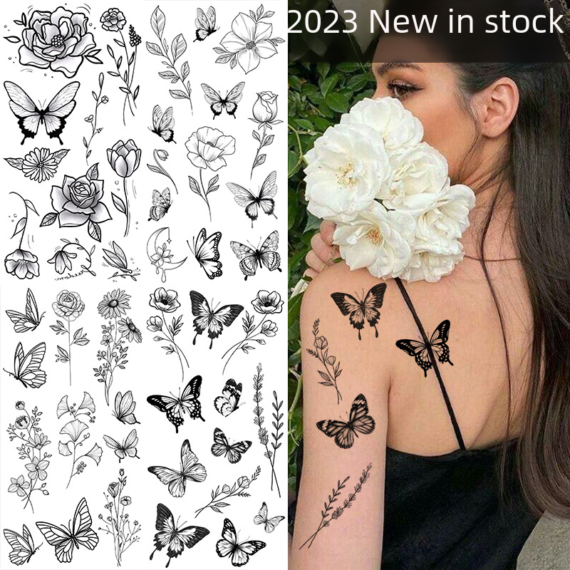 Sketch Flower tattoo Sketch tattoo Sketch tattoo Paper Rose Flower Black and White Flower