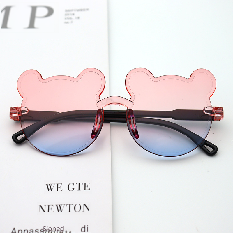 bear one-piece frame children's sunglasses children's sunglasses gradient color frameless cartoon children's glasses