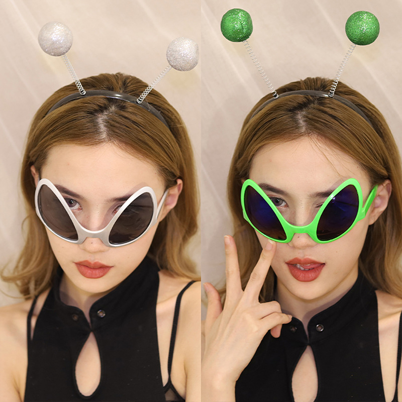 Sand sculpture spoof funny alien glasses hairband multi-color frame ball party exaggerated funny sunglasses sun