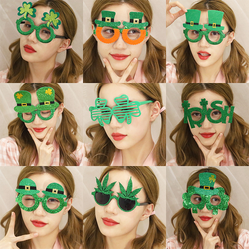 St. Patrick's Day Party Green Festival Glasses Irish Festival Daily Supplies Photo Props Dress Up Funny Glasses