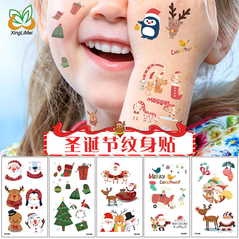 Santa Claus tattoo sticker 3d beard Bell arm decoration Holiday Party children exchange gift cartoon sticker