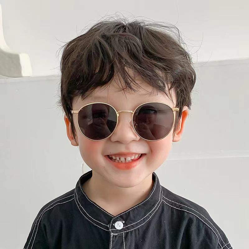 Fashion Metal Frame Children's Sunglasses Boys and Girls Korean Style Personalized Anti-UV Baby Sunglasses