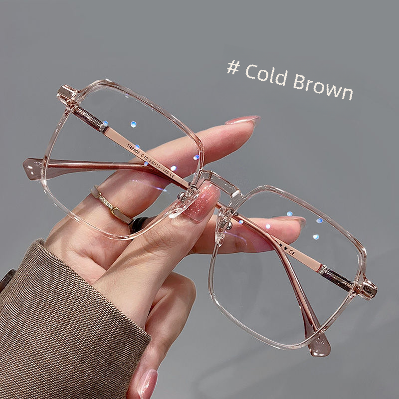 Ultra-light myopia glasses women's pure campus style students large frame flat glasses anti-blue light glasses frame