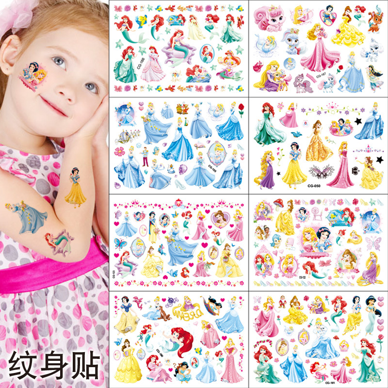 Children's Cartoon Snow White Cinderella Bell Sleeping Beauty Mermaid Tattoo Sticker Water Transfer Tattoo Sticker