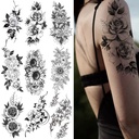 dedicated Sketch flower tattoo stickers sketch tattoo stickers rose flower black and white flower tattoo