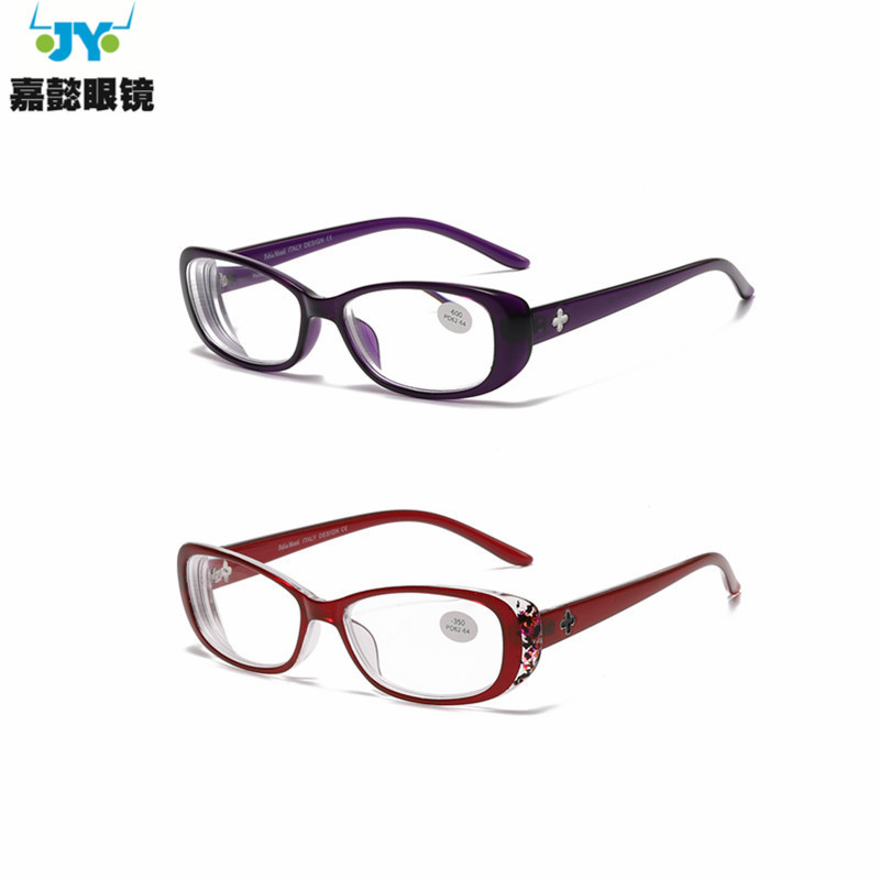 Jiayi manufacturers PC frame four-leaf flower accessories myopia metal hinge ladies high presbyopic glasses generation