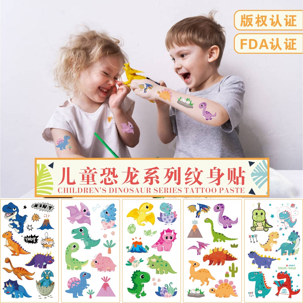 supply of dinosaur tattoo stickers children's cartoon fun animal cute temporary party stickers spot