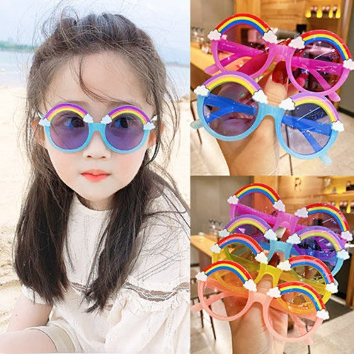 Children's Cute Girls' Personalized Sunglasses Anti-UV Sunglasses Korean Style Cute Cartoon Rainbow Baby Glasses