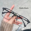 Myopia glasses men's ruffian handsome double beam half frame adjustable degree anti-blue light anti-optical eye protection flat glasses frame women's fashion