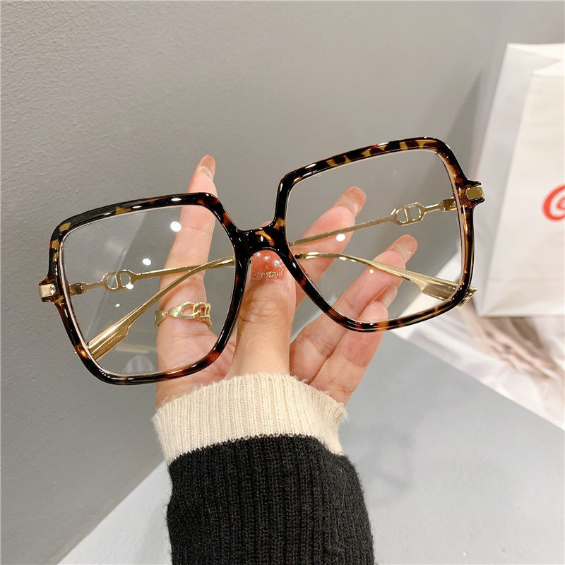 spot direct supply of anti-blue light Europe and the United States flat glasses glasses Fashion large frame metal glasses frame