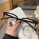 Internet Celebrity Same Style Transparent Glasses Square Myopia Flat Light Big Round Face Anti-Radiation Slimming Blue Light Eye Frame for Men and Women