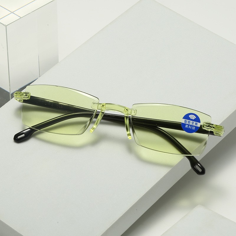 Diamond trimming presbyopic glasses stall frameless coating ultra clear drop-resistant anti-blue light presbyopic glasses 0034