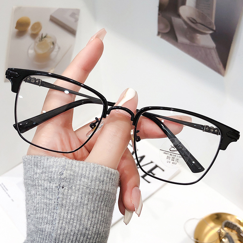 Metal Half Frame HD Anti-blue Light Reading Glasses for the Elderly Business Men's Fashionable Presbyoscopic Glasses