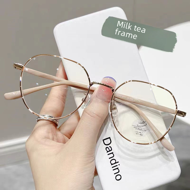 Myopia glasses for students Women anti-blue light optical Korean style online red high-looking round face slimming plain glasses frame