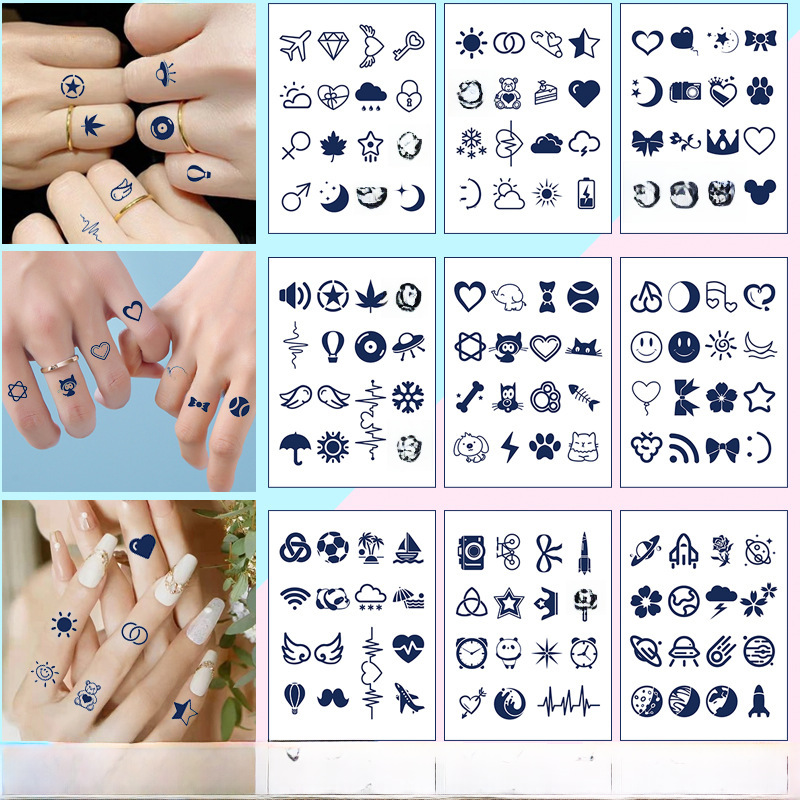 popular juice tattoo stickers semi-permanent finger stickers herbal fresh cartoon tattoo stickers