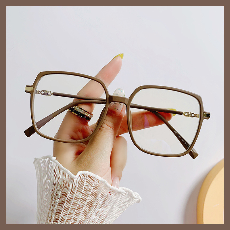 anti-blue light glasses frame fashion generous frame big face slimming plain street flat mirror female myopia finished products