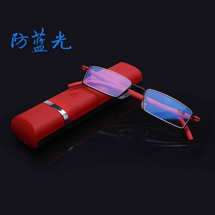 Factory direct German lightweight anti-Blue reading glasses TR90 wear-resistant elderly clear glasses portable mirror box