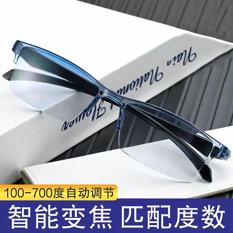 smart zoom integrated progressive small yellow glasses running rivers and lakes stall fashion Anti-blue light presbyopic glasses