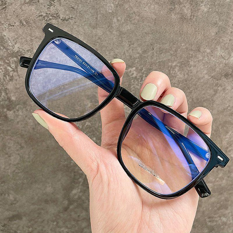 Black frame glasses men's ultra-light box myopia can be equipped with degrees universal big face frosted plain glasses frame trendy women