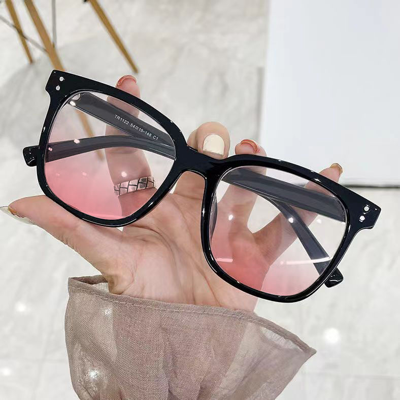 Black-frame blush glasses women's anti-blue light with adjustable degree online Popular glasses with ultra-light pure Without Makeup