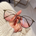 Ultra-light cold brown blush glasses for women myopia with pure degree of desire, atmosphere without makeup, flat glasses with makeup