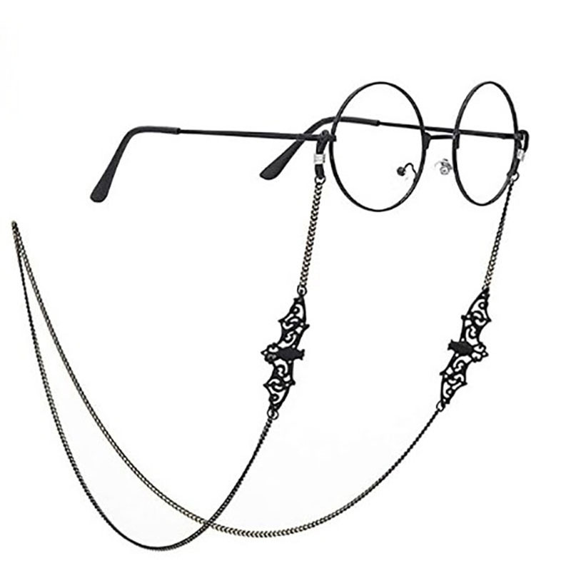 Black Hollow Bat Glasses Chain Ins Black Pendant Glasses Chain Anti-slip Anti-loss Jewelry